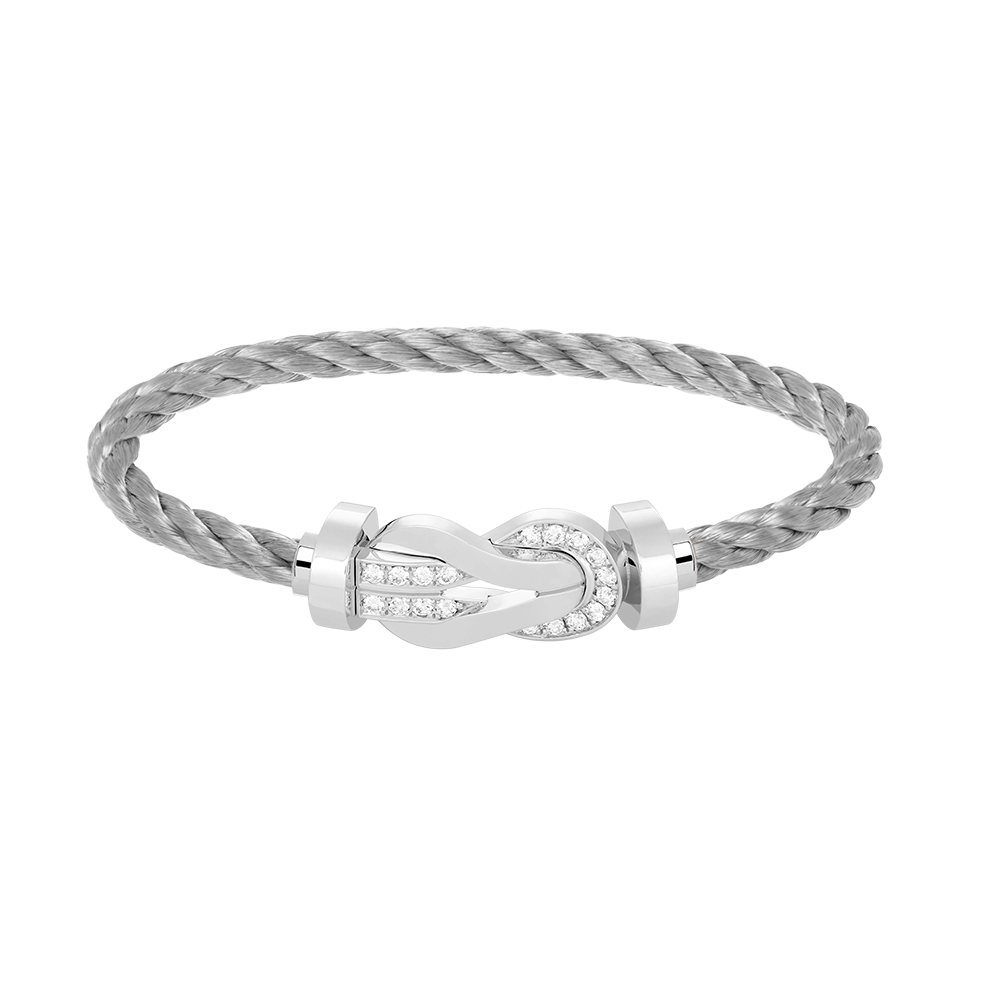??MIRA?¡¥CHANCE LARGE 8 FIGURE BUCKLE HALF DIAMOND BRACELET SILVER