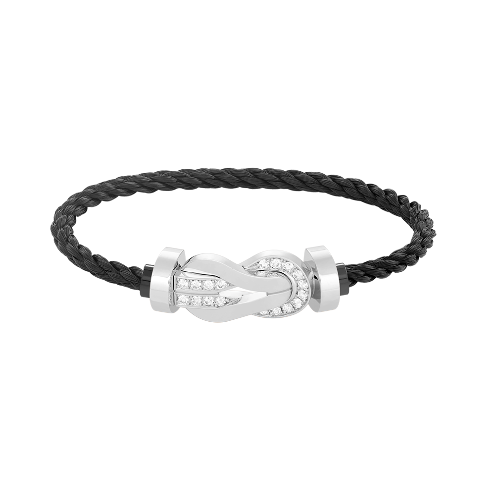 ??MIRA?¡¥CHANCE LARGE 8 FIGURE BUCKLE HALF DIAMOND BRACELET SILVER
