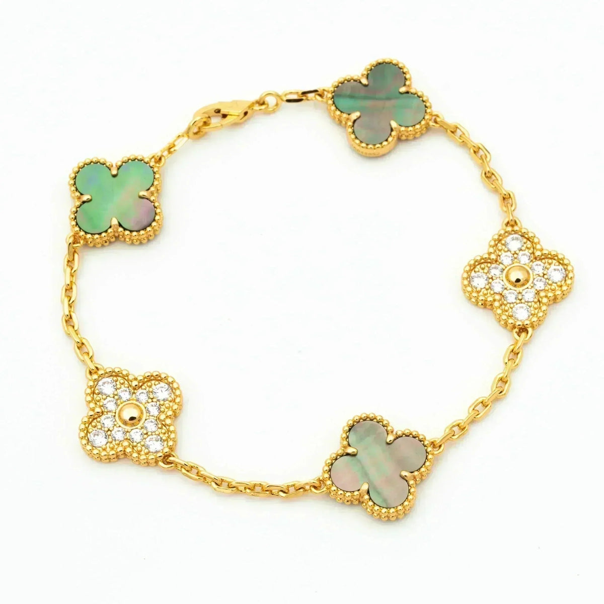 [MIRA]New CLOVER 5 MOTIF GRAY MOP BRACELET COLLECTION