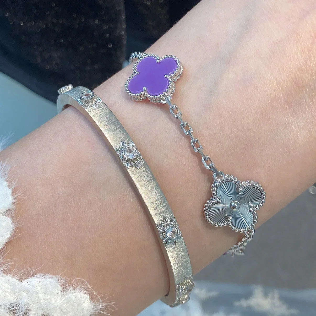 [MIRA]New  CLOVER 5 MOTIF VIOLET BRACELET COLLECTION