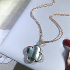 ??MIRA?¡¥CLOVER 25MM GOLD DARK MOP BIG CLOVER NECKLACE