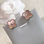 ??MIRA?¡¥CLOVER MEDIUM 1 MOTIFS  PINK MOP DIAMOND EARRINGS