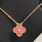 ??MIRA?¡¥CLOVER 15MM DIAMOND RHODONITE NECKLACE