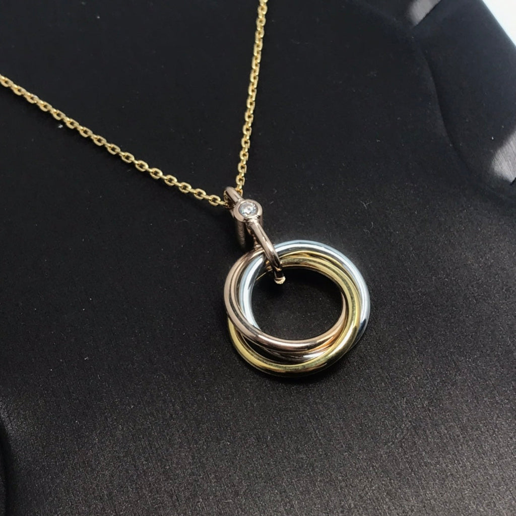??MIRA?¡¥TRINITY SILVER GOLD PINK GOLD NECKLACE