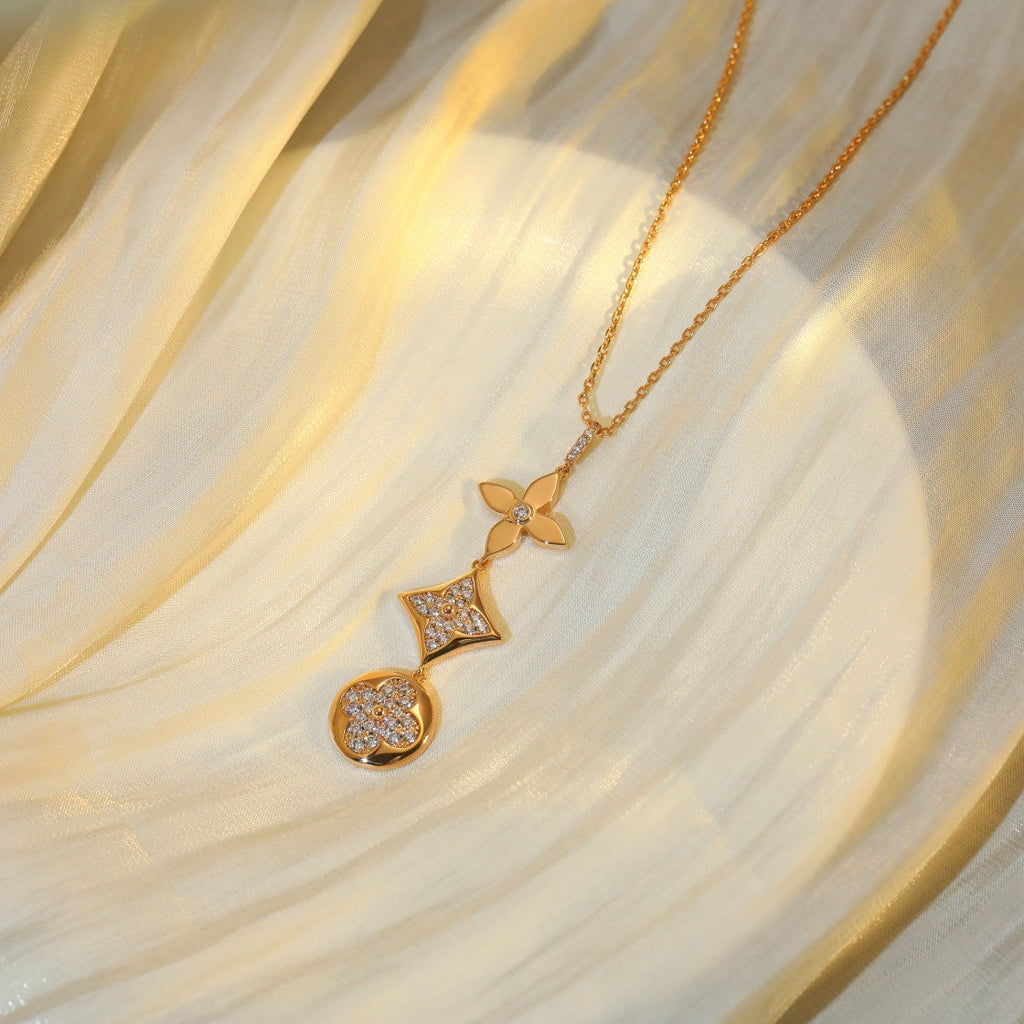 ??MIRA?¡¥STAR AND SUN DIAMOND PINK GOLD NECKLACE