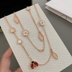 ??MIRA?¡¥LUCKY SPRING 15 MOTIFS ROSE GOLD NECKLACE