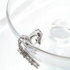 ??MIRA?¡¥CLOVER 2 MOTIFS  DIAMOND ONYX EARRINGS SILVER
