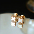 ??MIRA?¡¥CLOVER MINI 9.5MM WHITE MOP EARRINGS