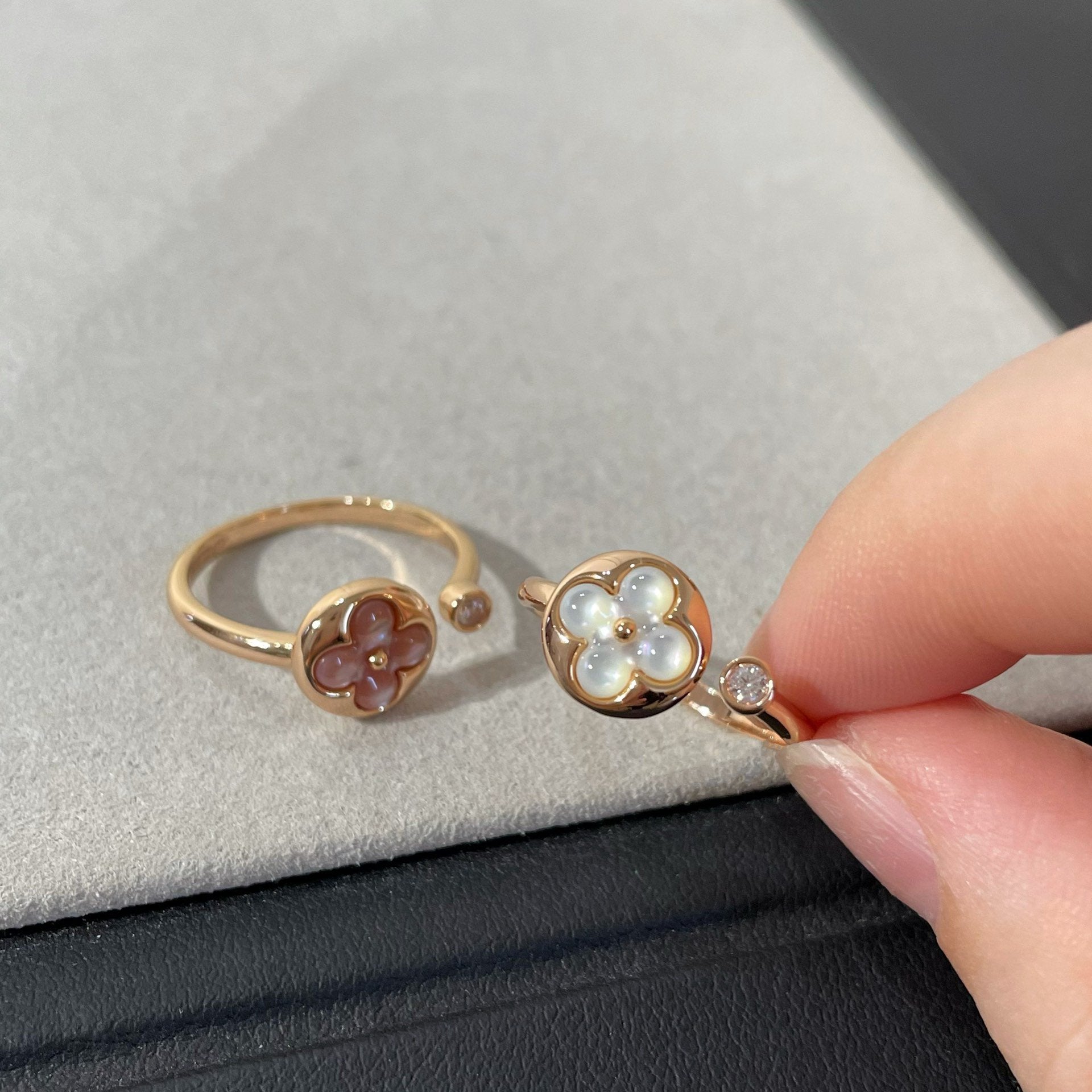 ??MIRA?¡¥SUN 1 DIAMOND PINK MOP RING