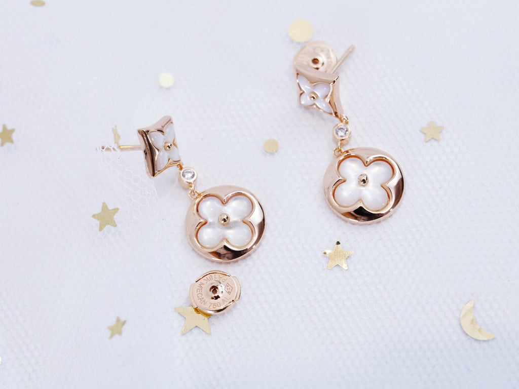 ??MIRA?¡¥STAR AND SUN PINK GOLD MOP DROP EARRINGS