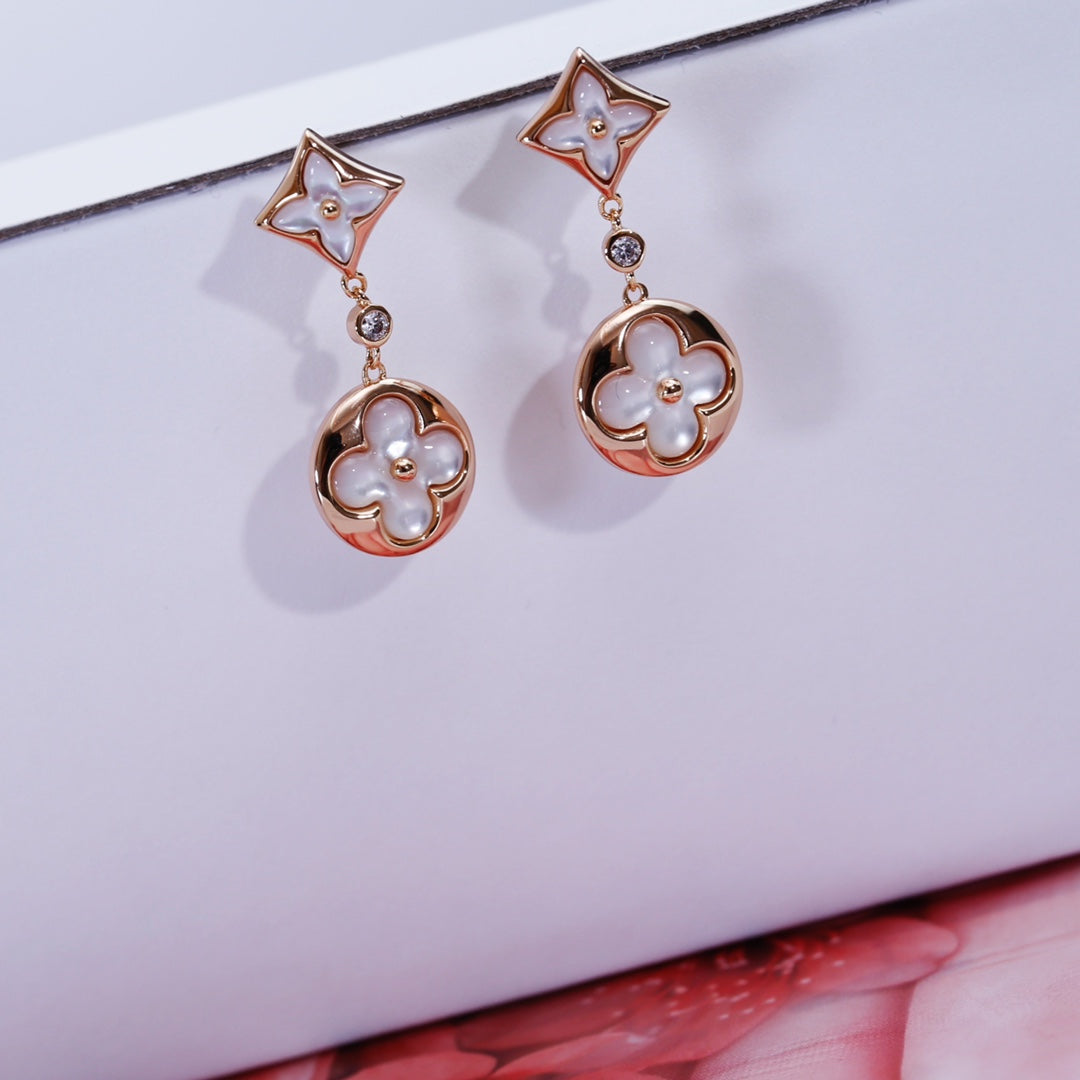 ??MIRA?¡¥STAR AND SUN PINK GOLD MOP DROP EARRINGS