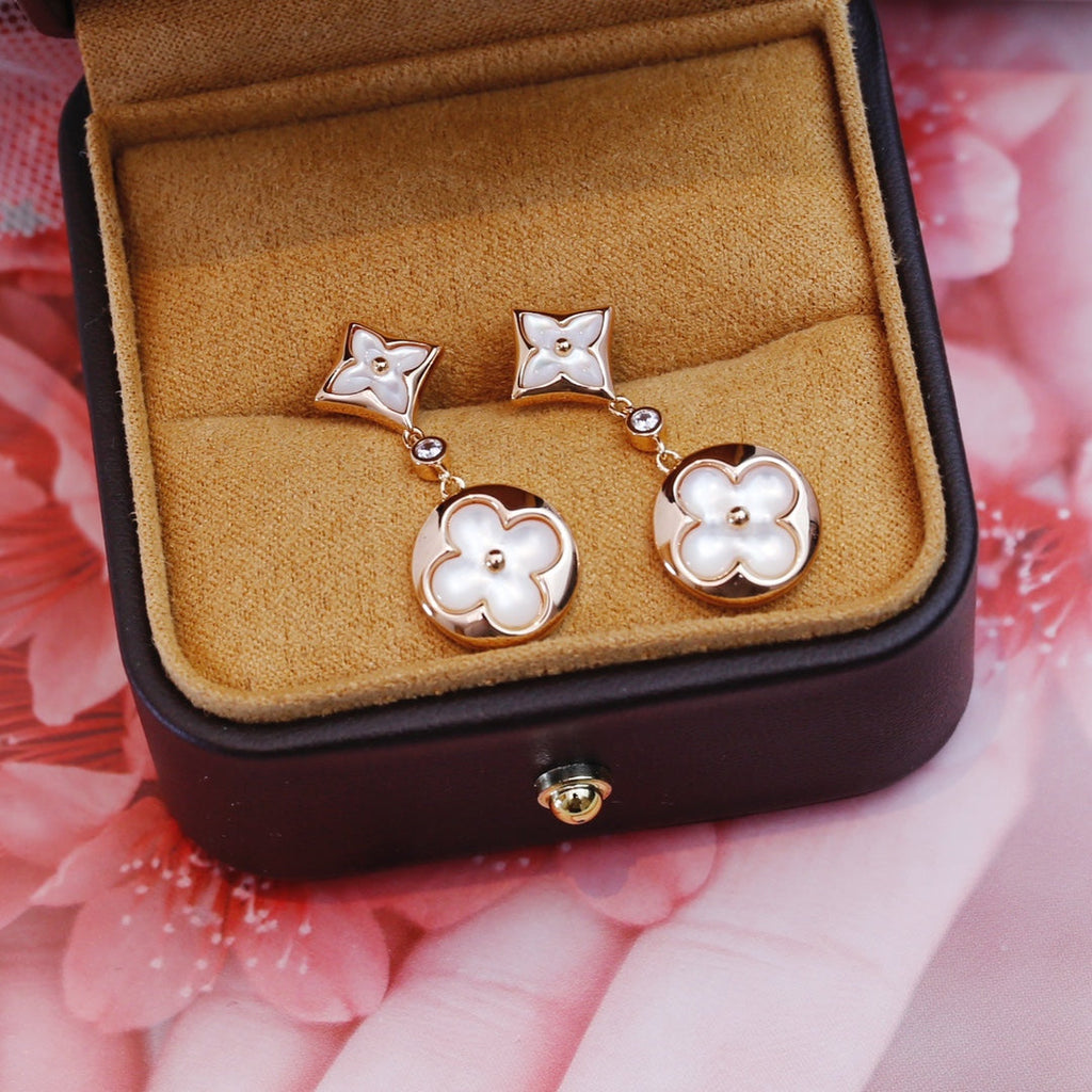 ??MIRA?¡¥STAR AND SUN PINK GOLD MOP DROP EARRINGS