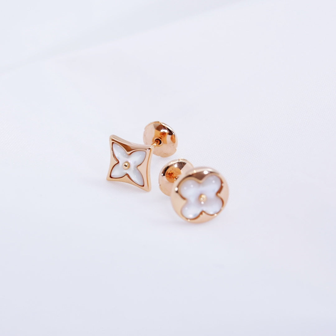 ??MIRA?¡¥STAR AND SUN PINK GOLD MOP STUD EARRINGS