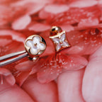 ??MIRA?¡¥STAR AND SUN PINK GOLD MOP STUD EARRINGS
