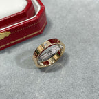 ??MIRA?¡¥LOVE PINK GOLD SILVER DIAMOND DOUBLE RING
