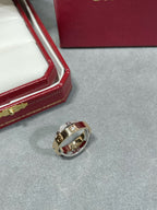 ??MIRA?¡¥LOVE PINK GOLD SILVER DIAMOND DOUBLE RING