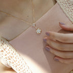 ??MIRA?¡¥STAR AND SUN WHITE MOP 2 MOTIF PINK GOLD NECKLACE