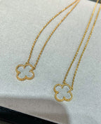??MIRA?¡¥CLOVER ROCK CRYSTAL ROSE GOLD NECKLACE