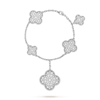 ??MIRA?¡¥CLOVER 6 MOTIFS SILVER DIAMOND BRACELET