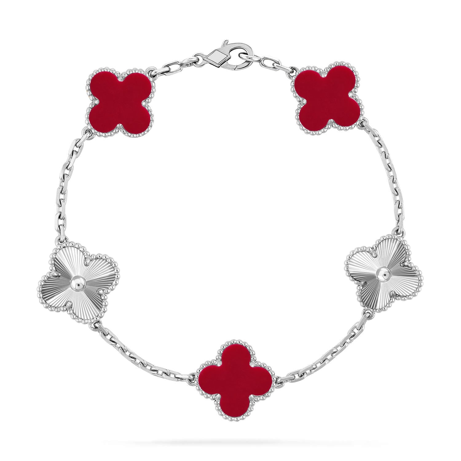 [MIRA]New  CLOVER 5 MOTIF RED CORNELIAN BRACELET COLLECTION