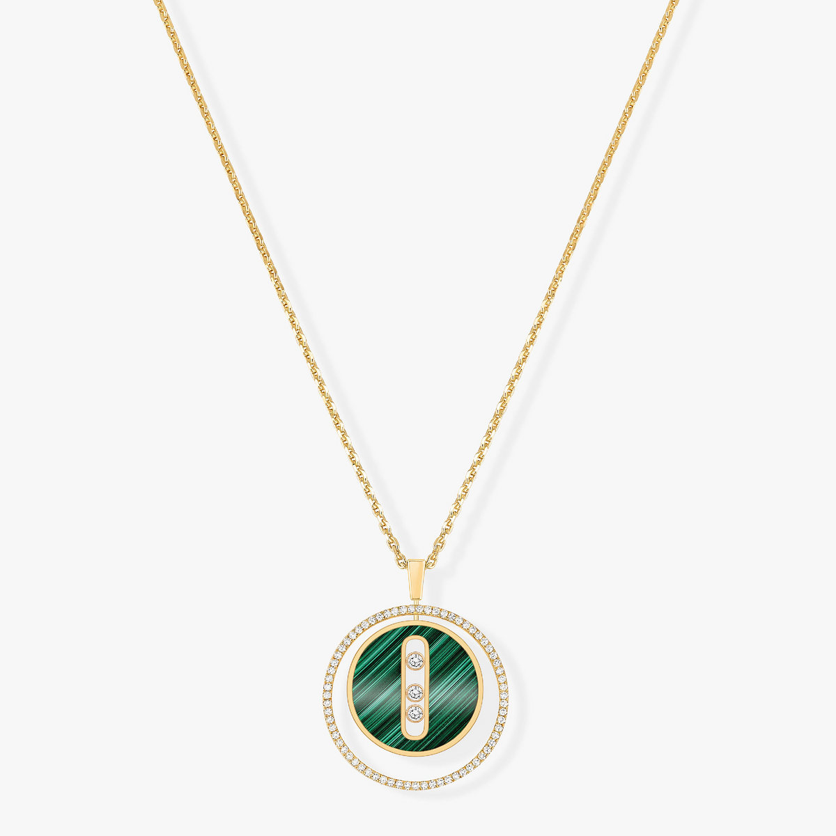 [MIRA]  MOVE 3 DIAMOND MALACHITE GOLD DIAMOND NECKLACE