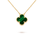 ??MIRA?¡¥CLOVER 15MM MALACHITE SINGLE FLOWER  NECKLACE