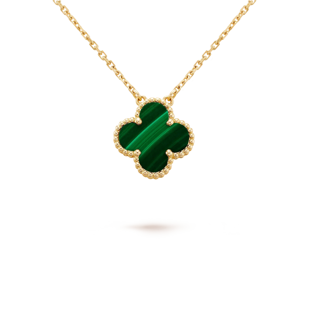 ??MIRA?¡¥CLOVER 15MM MALACHITE SINGLE FLOWER  NECKLACE