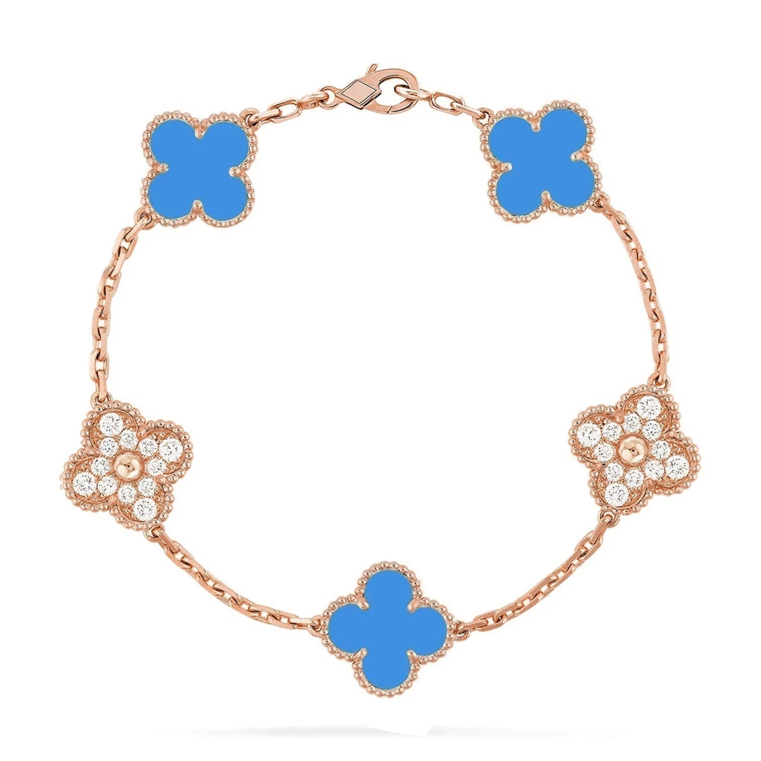 [MIRA]New CLOVER 5 MOTIF BLUE AGATE BRACELET COLLECTION