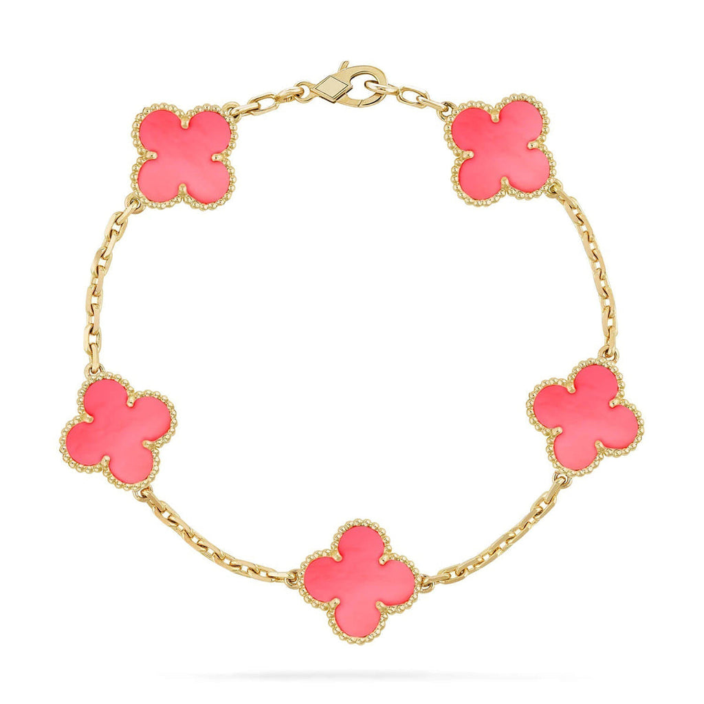 [MIRA]New  CLOVER 5 MOTIFS  PINK MOP BRACELET COLLECTION