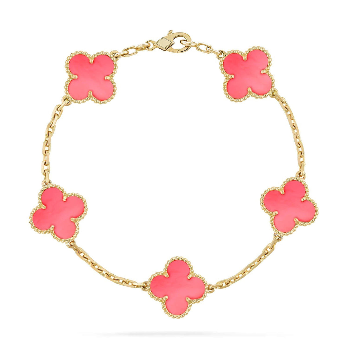 [MIRA]New  CLOVER 5 MOTIFS  PINK MOP BRACELET COLLECTION