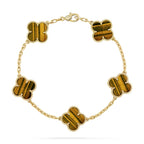 [MIRA]New  CLOVER 5 MOTIFS TIGER EYE BRACELET COLLECTION