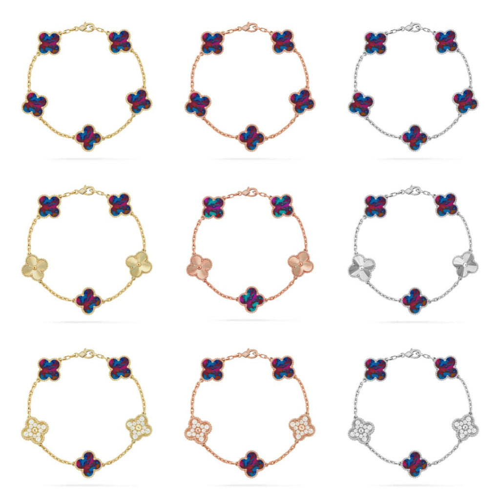 [MIRA]New CLOVER 5 MOTIF COLOR GEMSTONES BRACELET COLLECTION