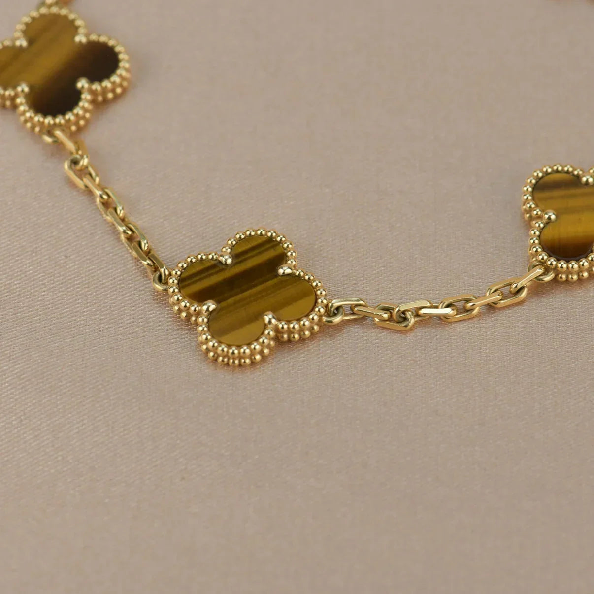 [MIRA]New  CLOVER 5 MOTIFS TIGER EYE BRACELET COLLECTION