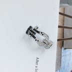 ??MIRA?¡¥FORCE LARGE HORSESHOE BLACK WHITE DIAMOND BRACELET SILVER