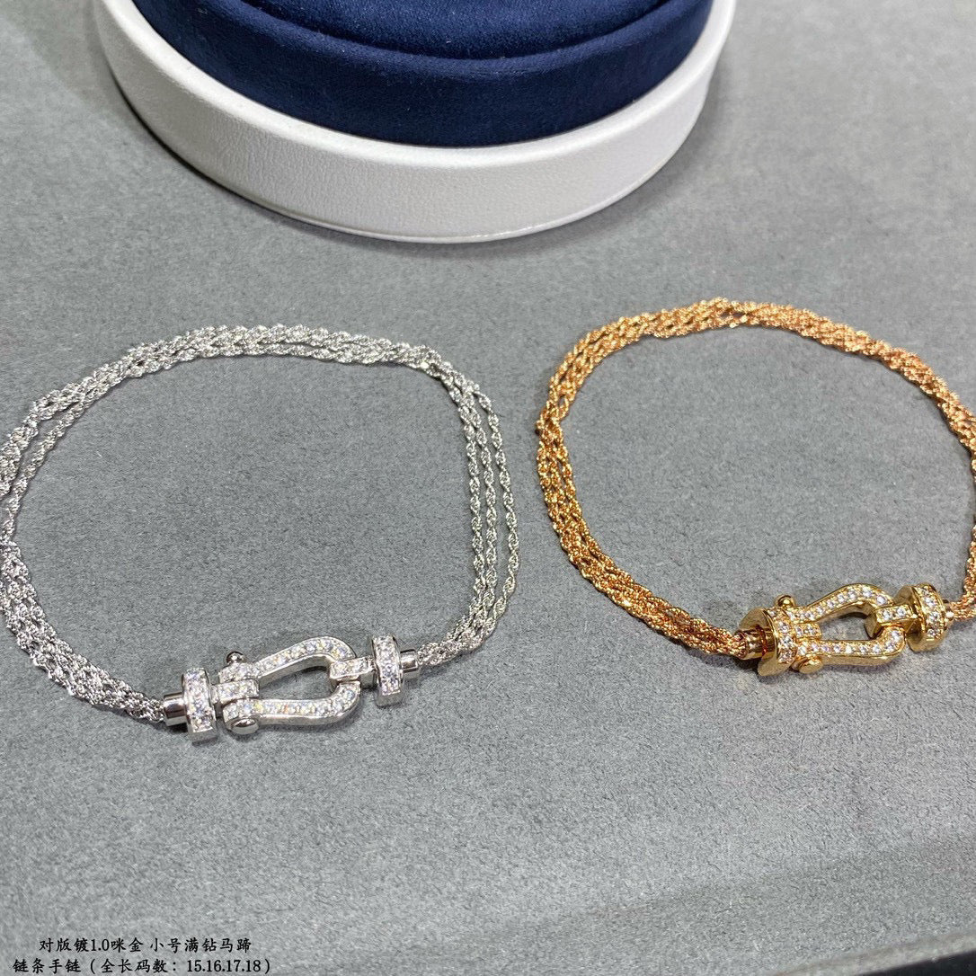 ??MIRA?¡¥FORCE SMALL HORSESHOE  DIAMOND CHAIN ROPE BRACELET
