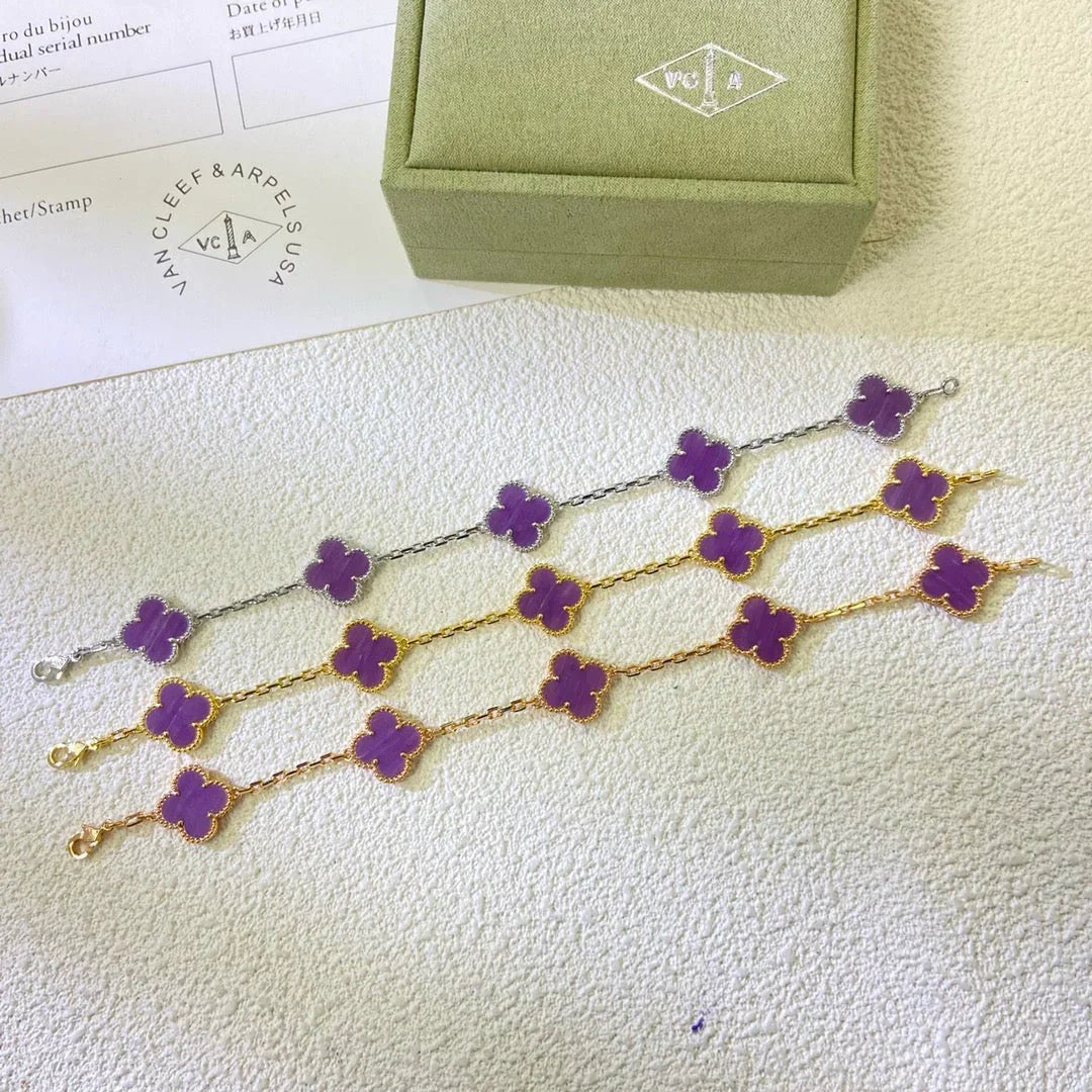 [MIRA]New  CLOVER 5 MOTIF VIOLET BRACELET COLLECTION