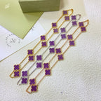 ??MIRA?¡¥CLOVER 10 MOTIFS  PURPLE VIOLET  NECKLACE