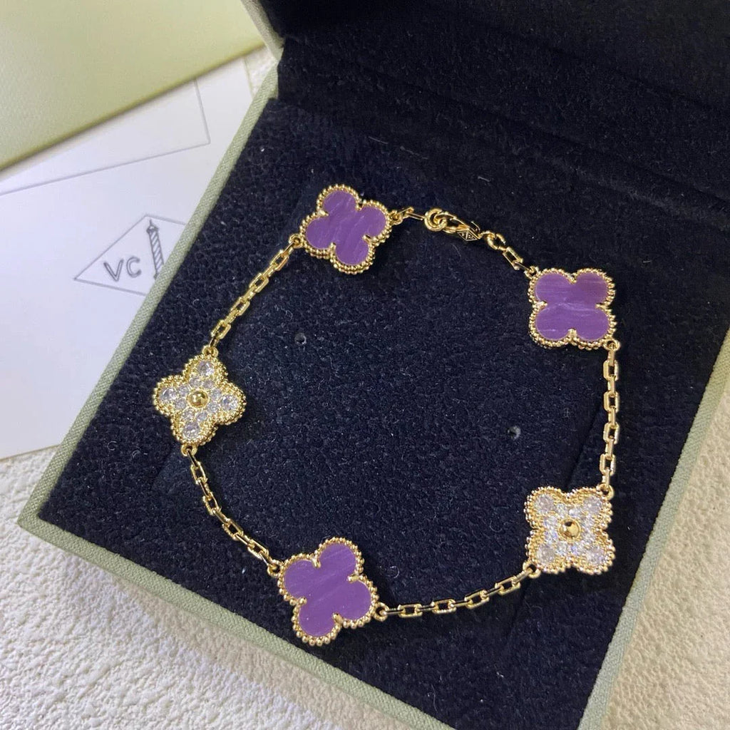 [MIRA]New  CLOVER 5 MOTIF VIOLET BRACELET COLLECTION
