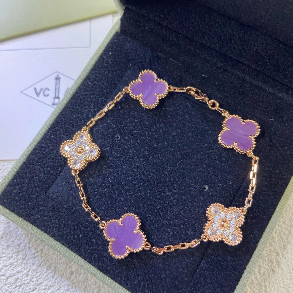 [MIRA]New  CLOVER 5 MOTIF VIOLET BRACELET COLLECTION