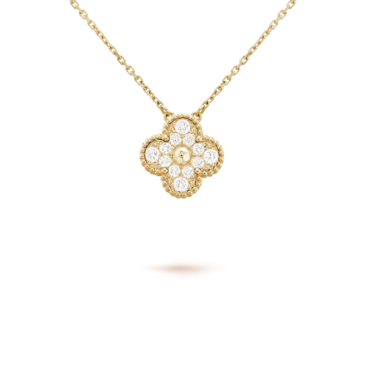 ??MIRA?¡¥CLOVER 15MM DIAMOND SINGLE FLOWER NECKLACE