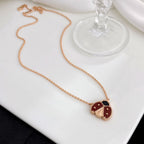 ??MIRA?¡¥LUCKY  CARNELIANS LADYBUG NECKLACE