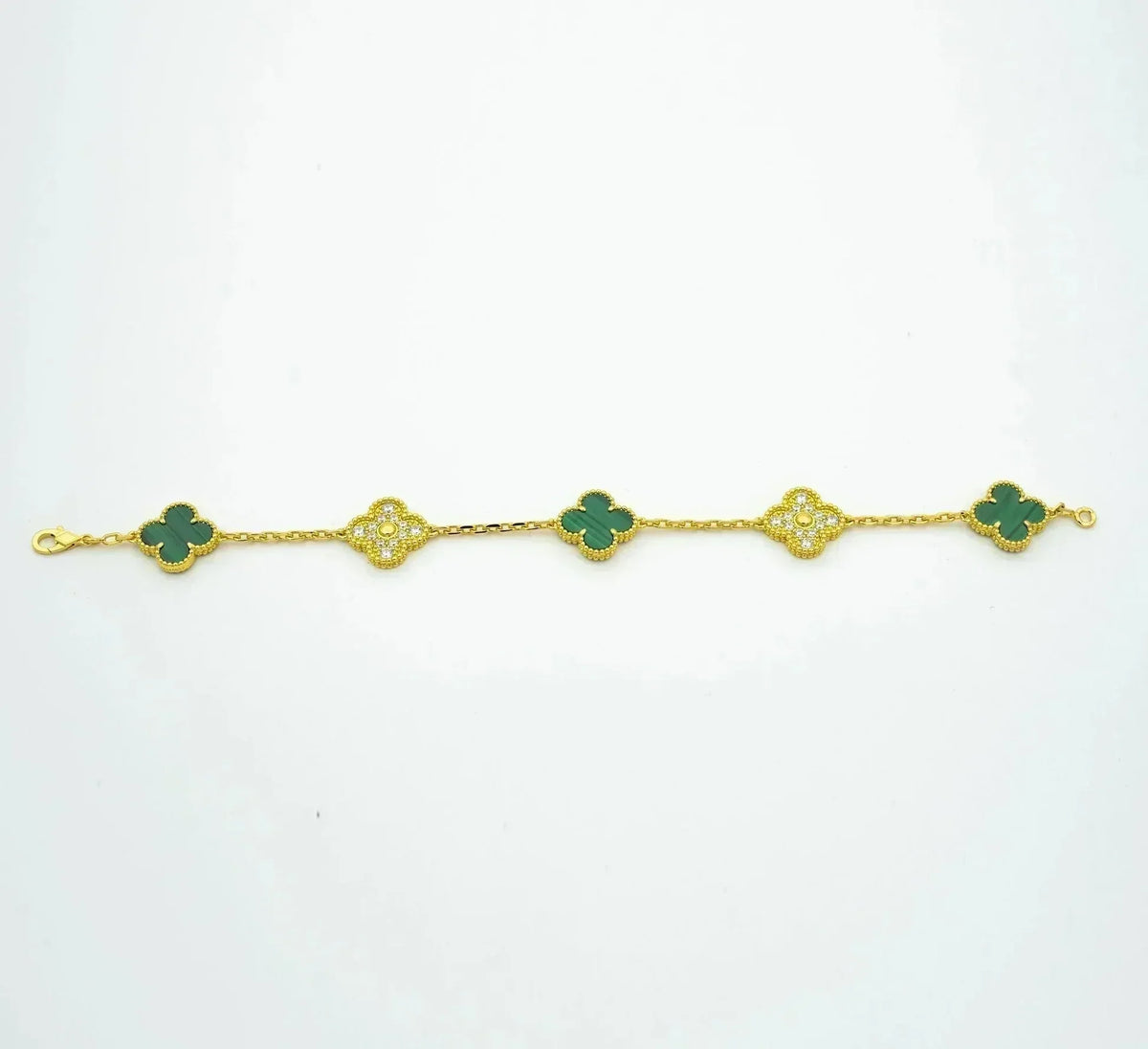 [MIRA]New  CLOVER 5 MOTIF MALACHITE BRACELET COLLECTION
