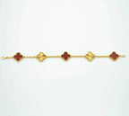 [MIRA]New  CLOVER 5 MOTIF RED CORNELIAN BRACELET COLLECTION