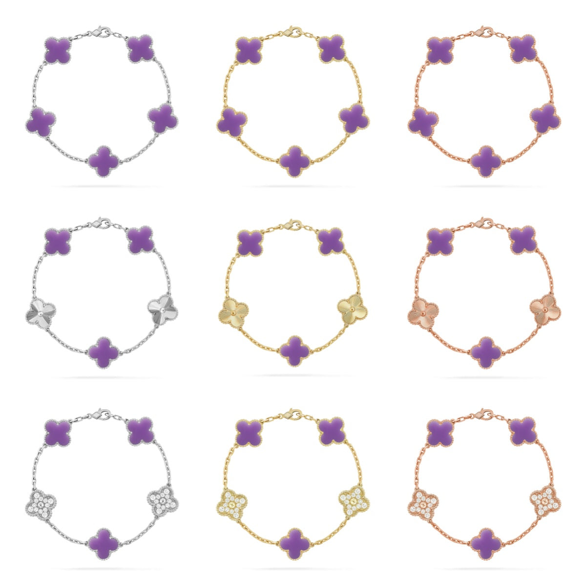 [MIRA]New CLOVER 5 MOTIF LIGHT PURPLE BRACELET COLLECTION