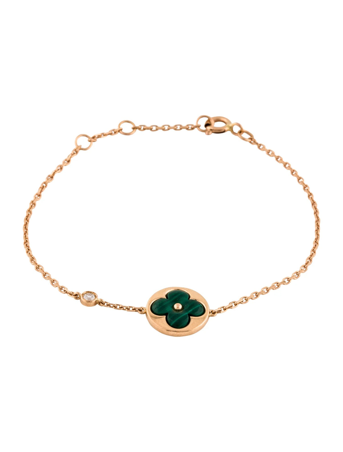 ??MIRA?¡¥SUN MALACHITE 1 DIAMOND PINK GOLD BRACELET