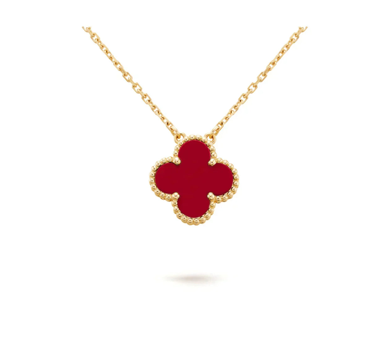 ??MIRA?¡¥CLOVER 15MM CARNELIAN SINGLE FLOWER NECKLACE