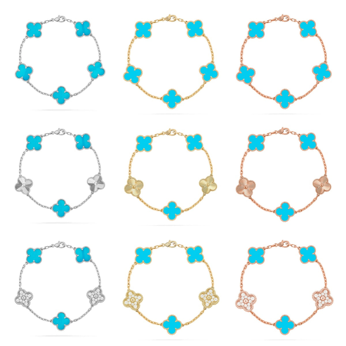 [MIRA]New  CLOVER 5 MOTIF TURQUOISE BRACELET COLLECTION