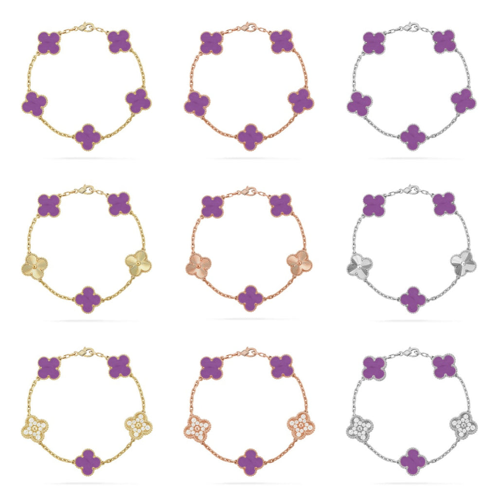 [MIRA]New  CLOVER 5 MOTIF VIOLET BRACELET COLLECTION