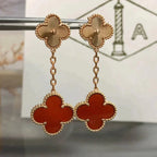 ??MIRA?¡¥CLOVER 2 MOTIF  LASER CARNELIAN EARRINGS