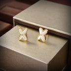 ??MIRA?¡¥JEUX DE WHITE MOP GOLD DIAMOND EARRINGS